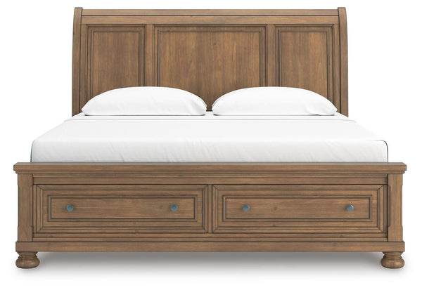 Feddinger King Storage Sleigh Bed Medium Brown