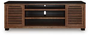 Kallari 84-Inch 2-Door XL TV Stand (Fireplace Optional) Warm Brown/Black