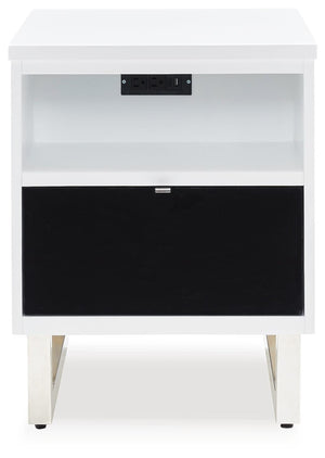 Gardoni 1-Drawer Chairside End Table with USB White/Black