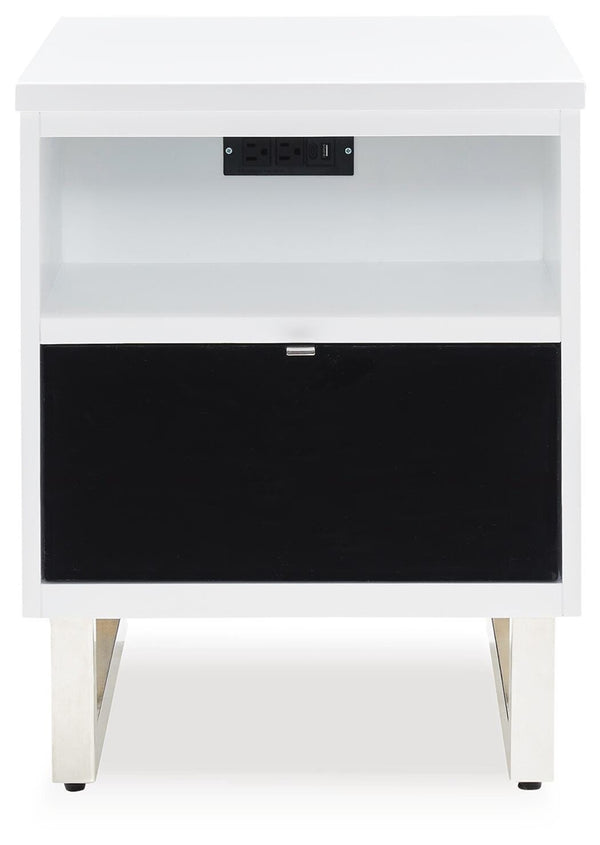 Gardoni 1-Drawer Chairside End Table with USB White/Black