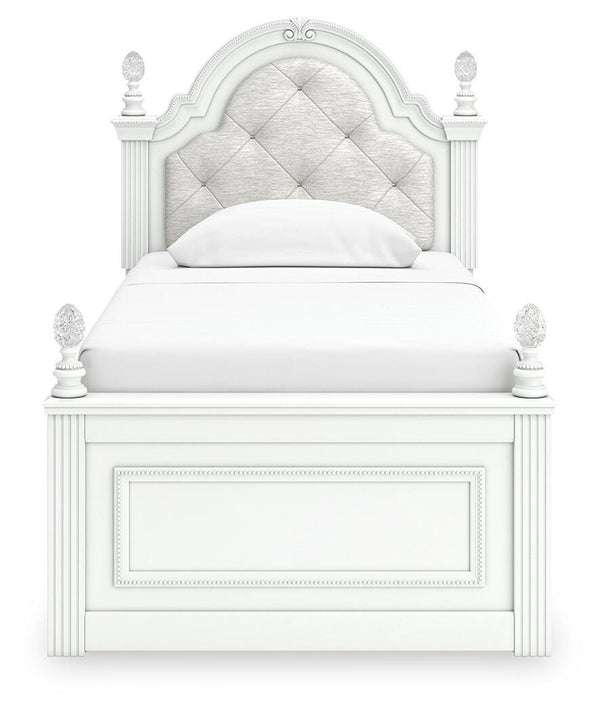 Kozlani Twin Upholstered Panel Bed White