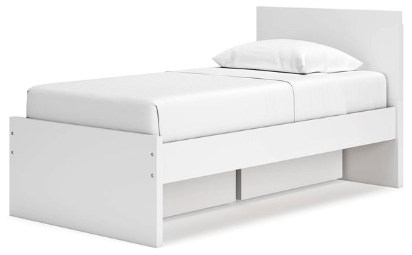 Onita Twin Panel Platform Bed with 1 Side of Storage White