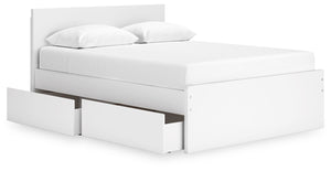 Onita Queen Panel Platform Bed with 1 Side of Storage White