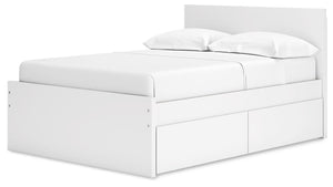 Onita Full Panel Platform Bed with 2 Sides of Storage White