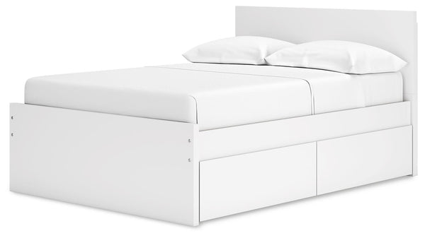 Onita Full Panel Platform Bed with 2 Sides of Storage White