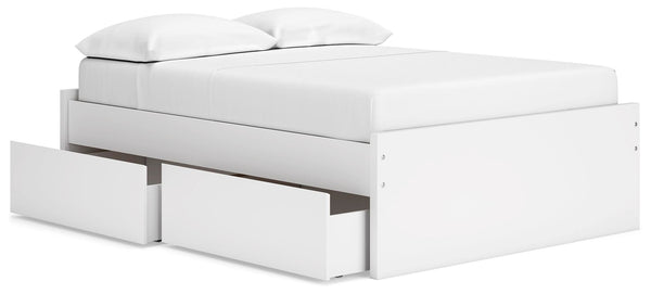 Onita Full Platform Bed with 1 Side of Storage White
