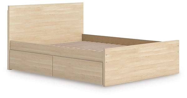 Onita Full Panel Platform Bed with 2 Sides of Storage Natural