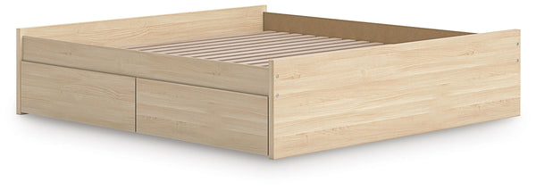 Onita King Platform Bed with 2 Sides of Storage Natural