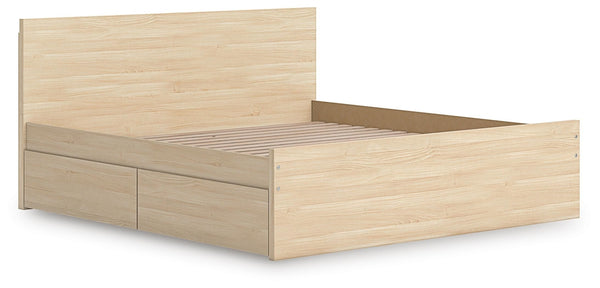 Onita King Panel Platform Bed with 1 Side of Storage Natural