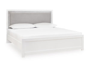 Maeling Queen Upholstered Panel Headboard White/Gray