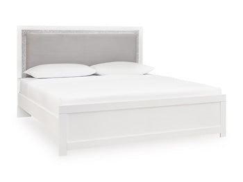 Maeling Queen Upholstered Panel Headboard White/Gray