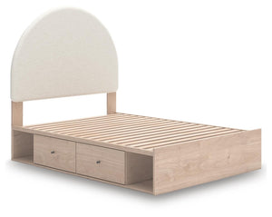 Arloster Full Upholstered Panel Bed with 2-Drawers of Storage Tan/White