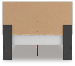 Zuraleus Queen Upholstered Panel Platform Bed Black