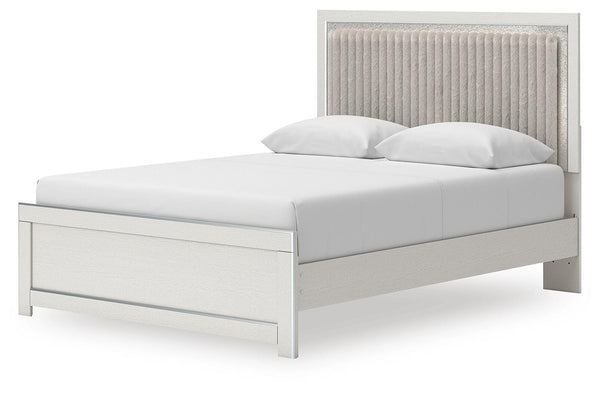 Zuraleus Queen Upholstered Panel Platform Bed White