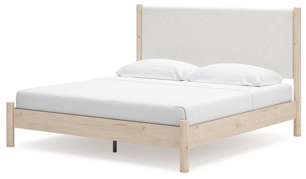 Cadmori King Upholstered Panel Bed Two-tone