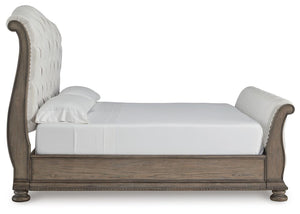 Ardenfield California King Upholstered Sleigh Bed Light Brown
