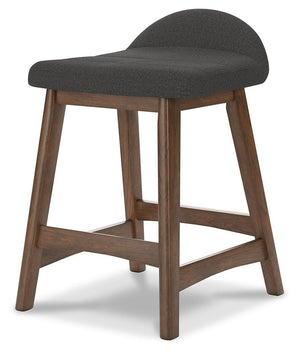 Lyncott Upholstered Counter-Height Barstool Charcoal/Brown