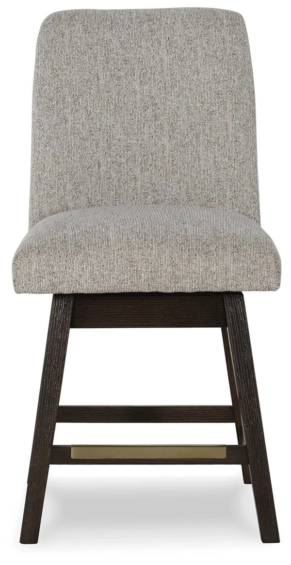 Burkhaus Upholstered Counter-Height Swivel Barstool Beige/Dark Brown