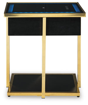Rexwell Rectangle Accent Table with Speaker & USB Black/Gold Finish