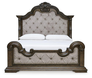 Maylee King Upholstered Bed Dark Brown