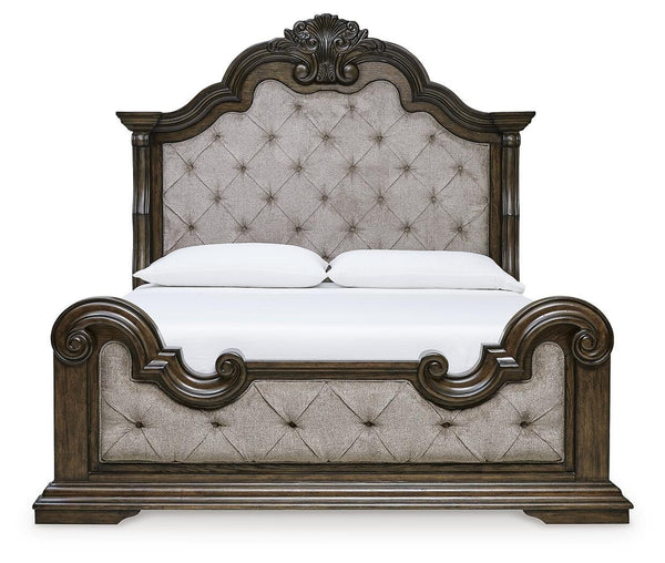 Maylee King Upholstered Bed Dark Brown