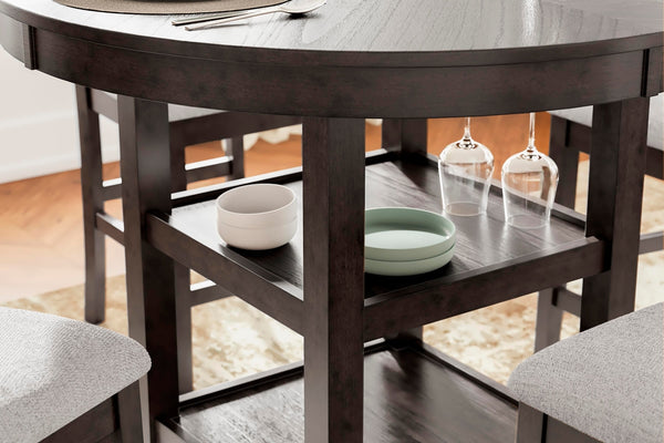 Langwest Counter-Height Dining Table & 4 Barstools Brown