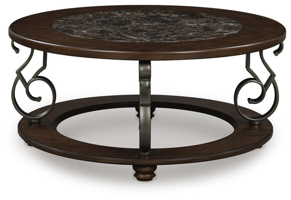 Frallyn Round Coffee Table Dark Brown