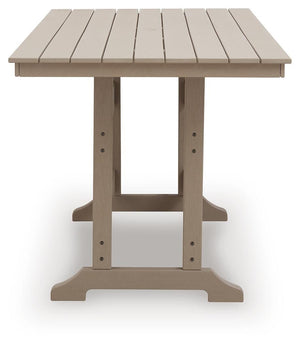 Seacliff Beach Outdoor Counter-Height Dining Table with Umbrella Option Medium Brown