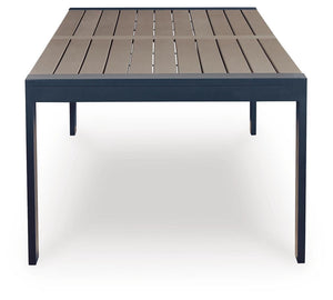 East Beach Outdoor Rectangle Dining Table with Umbrella Option Navy Blue/Driftwood