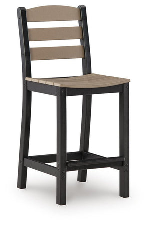 Shoreline Beach Outdoor Counter Table & 2 Barstools Black/Beige