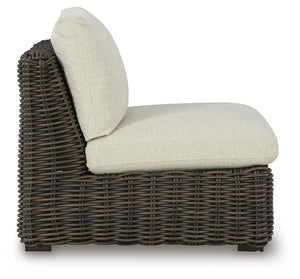 Kimora Outdoor Armless Chair with Cushion Beige/Dark Brown