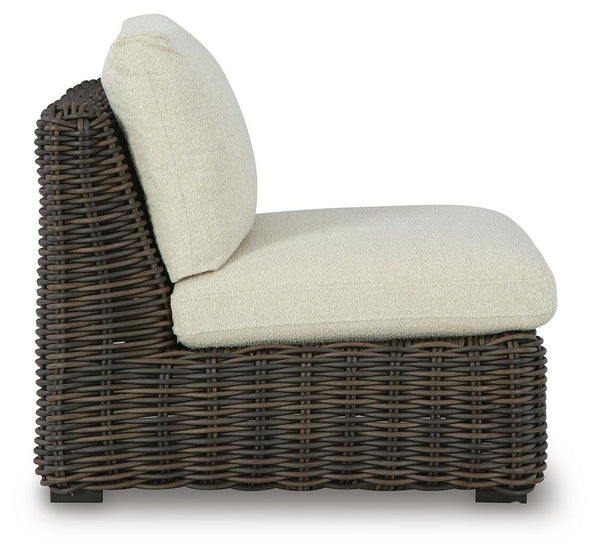 Kimora Outdoor Armless Chair with Cushion Beige/Dark Brown