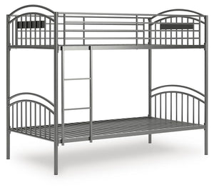 Lanceburg Twin over Twin Bunk Bed with Ladder Gray