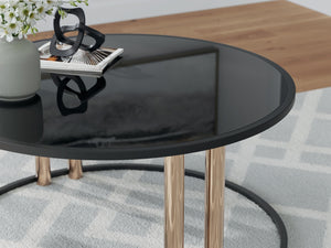 Hannerly 3-Piece Occasional Table Set Black/Gold Finish