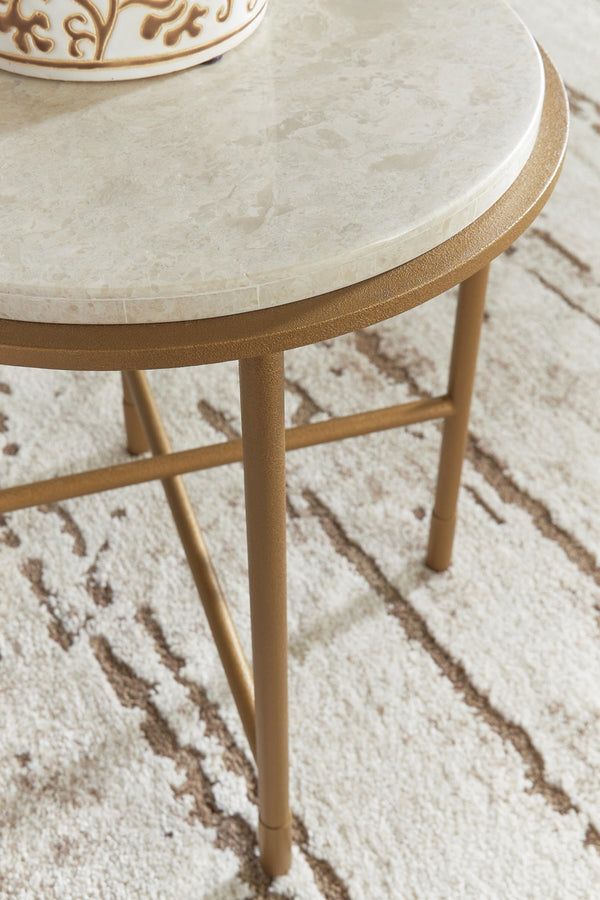 Alben Round End Table Antique Gold