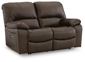 Leesworth Power Reclining Sofa, Loveseat & Recliner Dark Brown