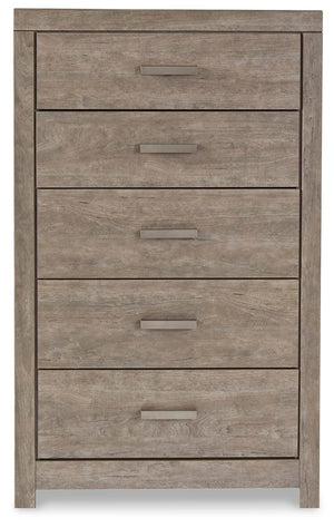 Culverbach Queen Panel Bed, Dresser, Mirror, Chest & 2 Nightstands Gray