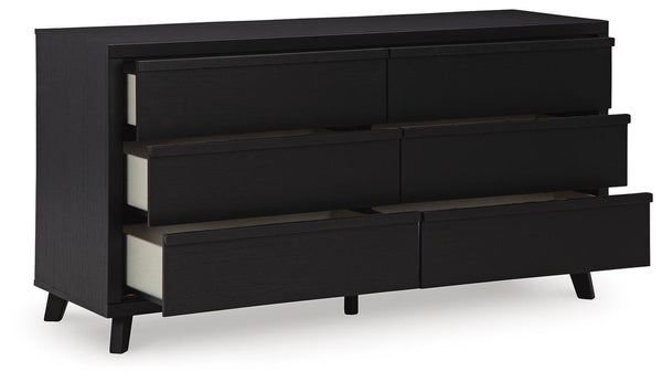 Danziar Queen Panel Bed, Dresser & Nightstand Black