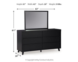 Danziar King Panel Bed, Dresser, Mirror & Nightstand Black