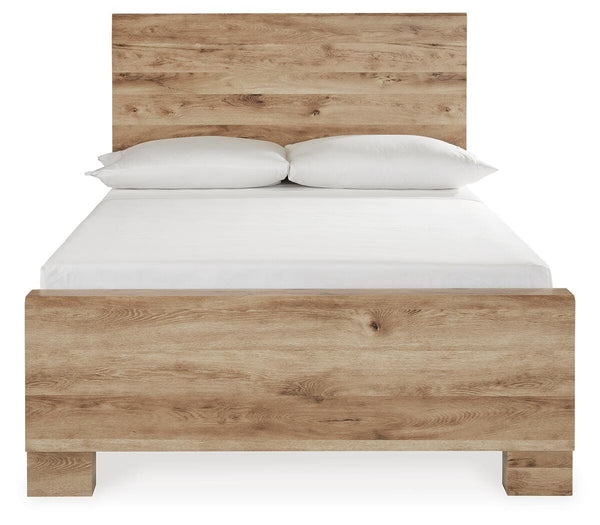 Hyanna Full Panel Bed, Dresser & Mirror Tan Brown