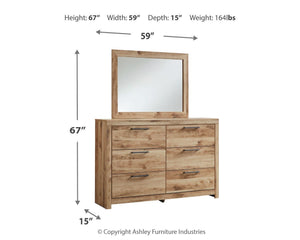 Hyanna King Panel Bed with 2 Sides of Storage, Dresser & Mirror Tan Brown