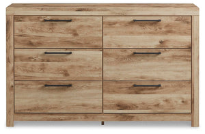 Hyanna Queen Storage Bed, Dresser & Nightstand Tan Brown