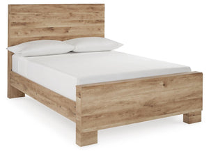 Hyanna Full Panel Bed, Dresser, Mirror & Nightstand Tan Brown