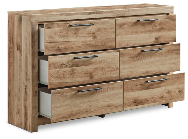 Hyanna Queen Panel Storage Bed, Dresser & Nightstand Tan Brown