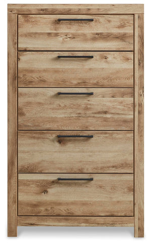 Hyanna Queen Panel Bed, Dresser, Mirror, Chest & Nightstand Tan Brown