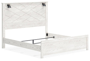 Gerridan King Panel Bed, Dresser, Mirror & Nightstand White/Gray