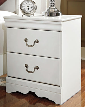 Anarasia Twin Sleigh Bed with Nightstand White