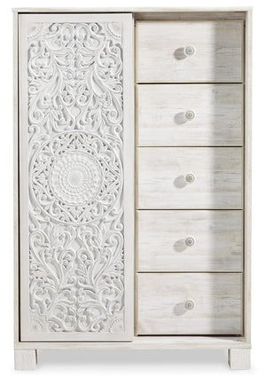 Paxberry Queen Panel Bed, Dresser, Mirror, Chest & Nightstand Whitewash