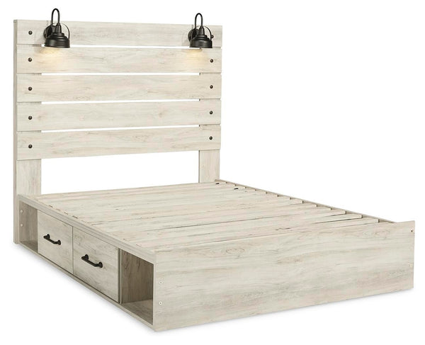 Cambeck Queen Panel Bed with Storage, Dresser & Mirror Whitewash