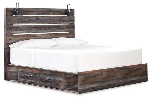 Drystan King Panel Bed with Storage, Dresser, Mirror, Chest & 2 Nightstands Multi